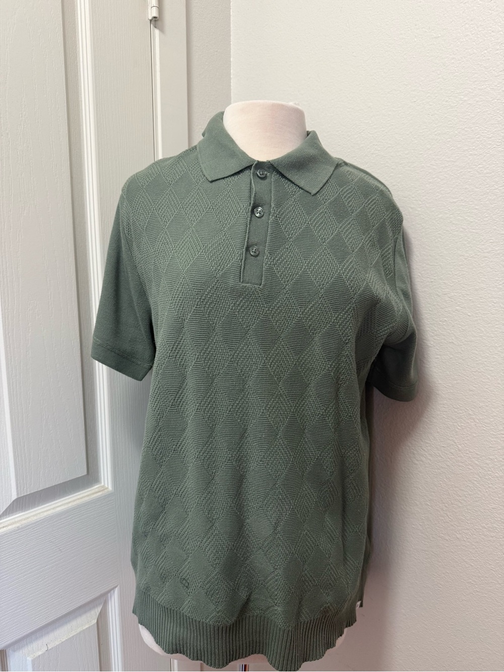 Men's Short-Sleeve Polo in Olive Green
